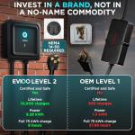 EVIQO Level 2 EV Charger 48 Amps – Wall EV Charger Level 2, NEMA 14-50 Plug, J1772 25' Cable, Enhanced Wi-Fi – UL, Energy Star and ETL Certified EVSE, Smart Car Charging Station - 240V (11.5 kW)