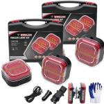 GDSAFS Magnetic Wireless Tail Lights for Trailer, Wireless Trailer Lights Kit, Rechargeable LED Cordless Bluetooth Tail Light for Towing, for Rv Camper Boat Caravan, IP67 Waterproof (2Set)