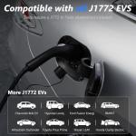 EV Charger Level 2, 40A Amp Portable EV Charger for All SAE J1772 EVs Without Adapter, 25FT+2FT Cable, 9.6KW EV Car Charging Station with App Control, Electric Vehicle Chargers(240V, NEMA14-50 Plug)