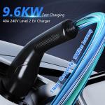 EV Charger Level 2, 40A Amp Portable EV Charger for All SAE J1772 EVs Without Adapter, 25FT+2FT Cable, 9.6KW EV Car Charging Station with App Control, Electric Vehicle Chargers(240V, NEMA14-50 Plug)