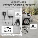 Level 2 EV Charger 40 Amp - 9.6kW Smart WiFi EV Chargers for Home Level 2 240v NEMA 14-50 Plug- Outdoor, Indoor 25'Cable,Electric Car Charger - J1772 Connector - ETL Certified