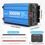 3000 Watt Pure Sine Wave Power Inverter 24V DC to 110V 120V Converter for Home, RV and Off-Grid Solar Systems with 3 AC Outlets, Dual USB Ports, LCD Display and Remote Control