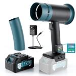 Hamos Powerful Car Dryer Air Blower, 670CFM Airflow, 4-Speed, 4Lb Max Thrust, 4.0Ah Battery and Charger, 2 Extended Tube & LED, Super Electric Leaf Blower for Car/Lawn/Garage/Patio/Yard (Dark Black)