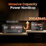 HumsiENK 12V 314Ah (300Ah) LiFePO4 Lithium Battery Bluetooth MINI, 2PACK Built-in 200A BMS, Max. 4190Wh Energy, EV A+ Cells 15000 Deep Cycles Batterys for RV, Marine, Solar