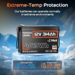 HumsiENK 12V 314Ah (300Ah) LiFePO4 Lithium Battery Bluetooth MINI, 2PACK Built-in 200A BMS, Max. 4190Wh Energy, EV A+ Cells 15000 Deep Cycles Batterys for RV, Marine, Solar