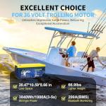 LOSSIGY 36V Lithium Golf Cart Battery with 25A Charger&Monitor, 36 Volt Golf Cart Conversion Kit, Prefect for Trolling Motor, Marine, Boat, Built in 200A Bluetooth BMS, Peak Current 1000A(3-5s)