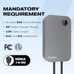 Morec Level 2 EV Charger-40AMP 240V NEMA14-50 for J1772 EVS, WiFi Enabled Electric Vehicle Home Charging Station, ETL Certified, Password Lock Function, 25ft Cable, Grey