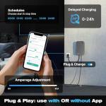 Morec Level 2 EV Charger-40AMP 240V NEMA14-50 for J1772 EVS, WiFi Enabled Electric Vehicle Home Charging Station, ETL Certified, Password Lock Function, 25ft Cable, Grey