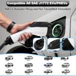 Vickxsii Level 2 EV Charger Stations 40 Amp -J1772 Chargers 9.5KW, Hardwired for 240V Electric Vehicle Charging (Plug-Charge/WiFi APP), Wall EV Chargers for Home, Electric Car Charger 16FT Cord