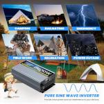 48V 2500W Pure Sine Wave Inverter 48V DC to 110V/120V AC Converter with 4AC Outlets, 5V/3.4A USB, Remote Control with on-Screen Display, Off-Grid Solar Power Inverter for Truck, Home, Vehicles, RV