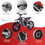 AIII 36V Electric Dirt Bike for Kids 4-8, High Performance 350W Racing Grade Motorcycle, Up to 18.6MPH, 3 Speed Settings, 14-Inch Off-Road Tires, Dual Disc Brakes & Advanced Shock Absorption, Black