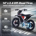 AIII 36V Electric Dirt Bike for Kids 4-8, High Performance 350W Racing Grade Motorcycle, Up to 18.6MPH, 3 Speed Settings, 14-Inch Off-Road Tires, Dual Disc Brakes & Advanced Shock Absorption, Black