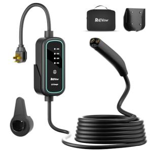 RhEVchar 40A Tesla Charger Level 2 NACS Connector EV Charger 9.6KW Fast Electric Vehicle Charging Stations for Home with 240V NEMA 14-50 Plug, 25FT Cable, Travel Bag, Wireless Port Opener