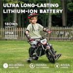 AIII 36V Electric Dirt Bike for Kids 4-8, High Performance 350W Racing Grade Motorcycle, Up to 18.6MPH, 3 Speed Settings, 14-Inch Off-Road Tires, Dual Disc Brakes & Advanced Shock Absorption, Black