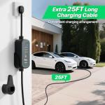 RhEVchar 40A Tesla Charger Level 2 NACS Connector EV Charger 9.6KW Fast Electric Vehicle Charging Stations for Home with 240V NEMA 14-50 Plug, 25FT Cable, Travel Bag, Wireless Port Opener