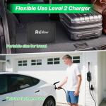 RhEVchar 40A Tesla Charger Level 2 NACS Connector EV Charger 9.6KW Fast Electric Vehicle Charging Stations for Home with 240V NEMA 14-50 Plug, 25FT Cable, Travel Bag, Wireless Port Opener