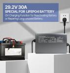 YZPOWER 29.2V 30 Amps LifePO4 Battery Charger for Marine Boat RV Lawn Motor Motorcycle Golf Cart，24v Deep Cycle Rechargeable Batteries Charger AC-DC Charger
