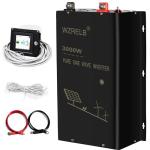 WZRELB 3000W 24V Pure Sine Wave Inverter,24 Volt DC to AC 120V 240V Split Phase Power Inverter,6KW Surge,5 AC Outlets,AC Hardwire Terminal,15ft LCD Remote Panel