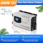 Ampinvt 3000W Peak 9000W Pure Sine Wave Power Inverter Charger,DC 12V to 120V AC for Home RV Camper with LCD Display,Low Frequency Power Inverter