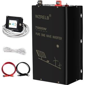 WZRELB 7000W 48V Pure Sine Wave Inverter,48 Volt DC to AC 120V 240V Split Phase Power Inverter,15ft LCD Remote Panel,2*AC Hardwire Terminal,14KW Surge