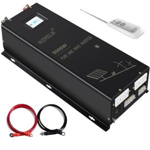 WZRELB 5000W 48V Pure Sine Wave Inverter,48 Volt DC to AC 120V 240V Split Phase Power Inverter,2*AC Hardwire Terminal,10KW Surge,High Efficiency up to 91.6%,Wireless Remote