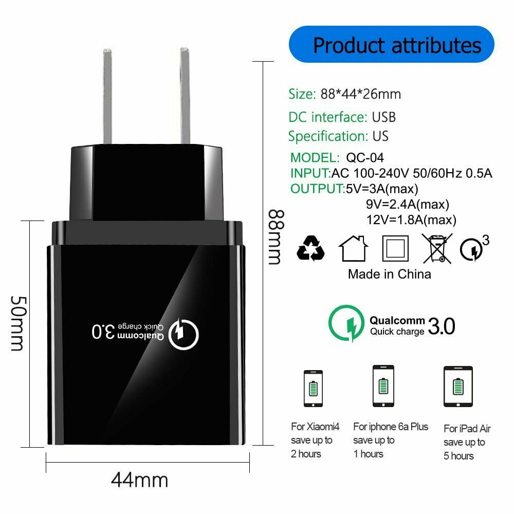 Fast USB Wall Charger for iPhone and Android
