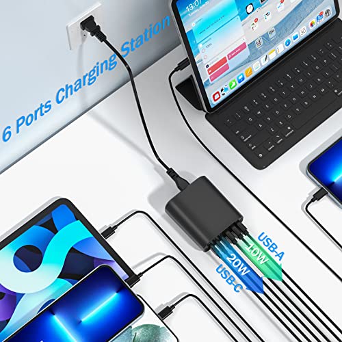 100W 6-Port USB C Fast Charger Station