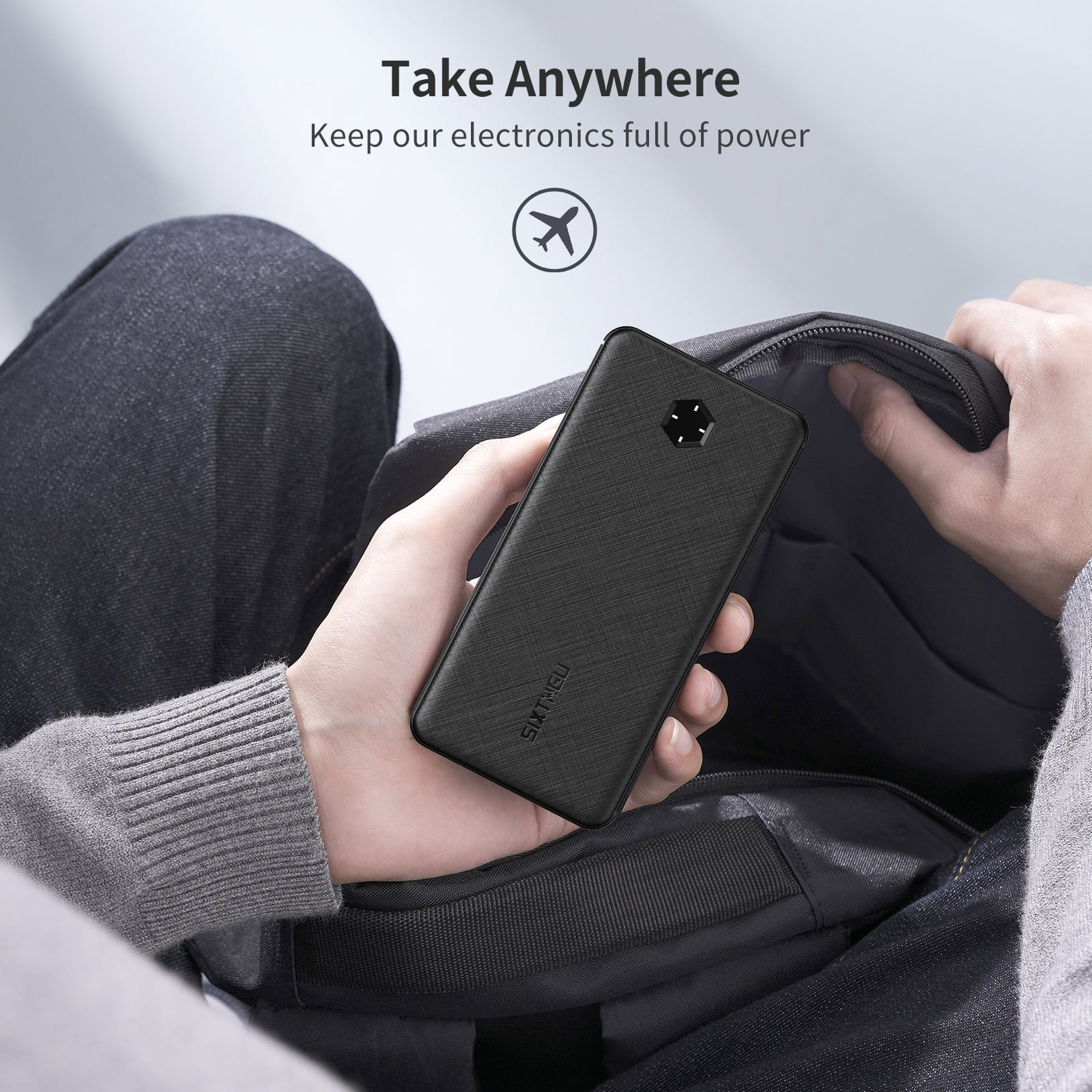 10k mAh USB-C Power Bank for iPhone/Samsung