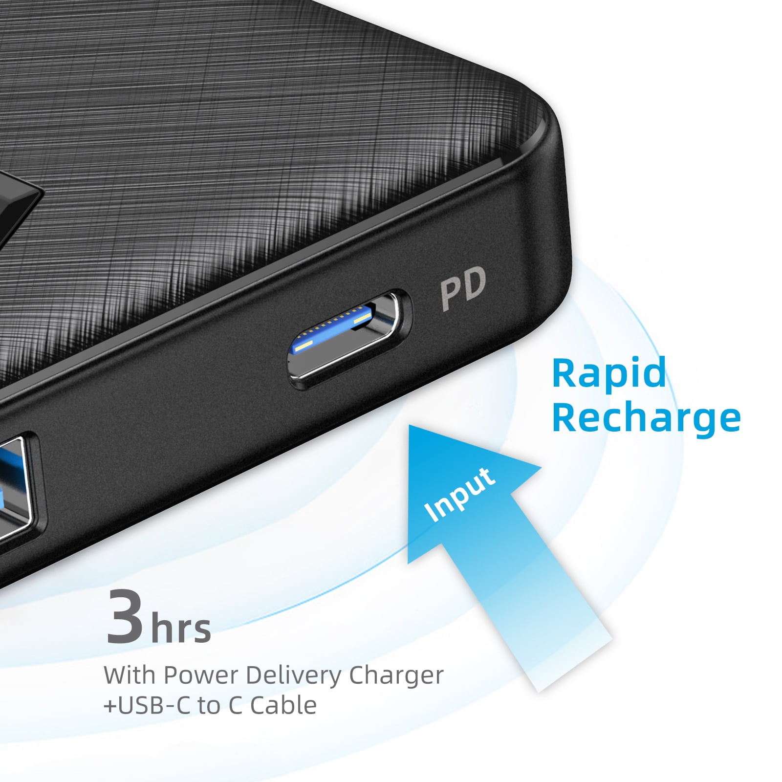 10k mAh USB-C Power Bank for iPhone/Samsung