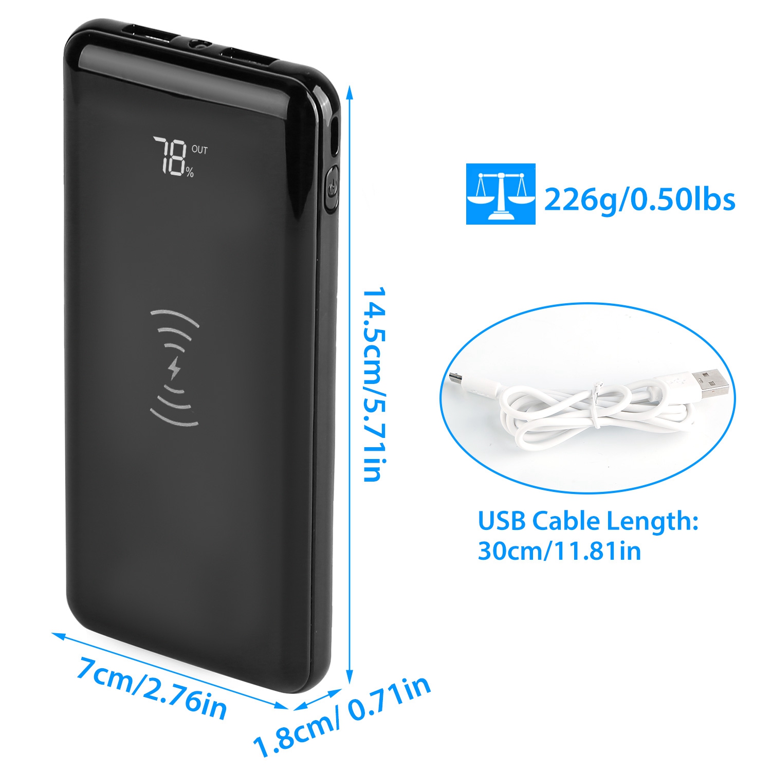 iNova Wireless Charging Power Bank with 4 Flashlights