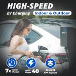 Grizzl-E Mini Connect Level 1-2 Portable Electric Vehicle (EV) Charger up to 40 Amp, UL Certified, Indoor/Outdoor Electric Car Fast Charging Station, NEMA 14-50 Plug, 25 feet Cable, J1772 Connector