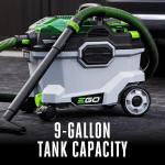 EGO Power+ Shop Vacuum Wet Dry, Car Vac, Portable Cordless Cleaner, 9 Gallon 110 CFM, Includes 56V 5.0Ah Battery and Charger - WDV0904