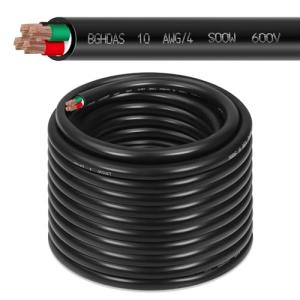 200ft 10/4 10 AWG Portable Power Cable (4 Conductor) - SOOW 600V 10 Gauge Electric Wire for Generator, Portable Lights, RV/EV Car Battery Chargers and Machinery - 200 Feet Electrical Cord