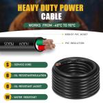200ft 10/4 10 AWG Portable Power Cable (4 Conductor) - SOOW 600V 10 Gauge Electric Wire for Generator, Portable Lights, RV/EV Car Battery Chargers and Machinery - 200 Feet Electrical Cord