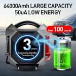 YULU CAT-797 30000A Ultra-Powerful Car Battery Jump Starter,12V/24V Battery Booster Pack/Booster, Jump Box, Portable Charger with Jumper Cables for Gasoline and Diesel Engines up to 50-Liters