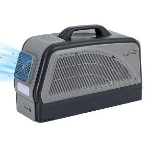IceCove Air Conditioner with Add-on Battery 2500BTU Portable Car AC Unit, 250W Low Power Consumption, 25.5VDC, 2 Fan Speed, 3 Light Mode for Tent Camping RV Truck Van Life Home, Gray