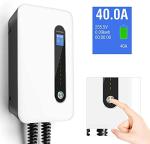 PRIMECOM 40 / 32Amp Smart Electric Vehicle EV Wall Charging Station - Level 2 EVSE- 220/240 Volt- 40/32 Amp Electric Car Charger, Plug-in 30 ft Wall-Charger (40AMP 30FT HARDWIRE)