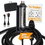 J+ Portable Level 2 EV Charger 40 amp (J1772, 9.6KW), 240V Electric Vehicle Charging Stations, EV Charger Level 2 NEMA 14-50 & 5-15 ETL Certified, EVSE, IP67, 25ft Cable, Indoor/Outdoor EV Car charger