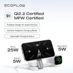 EF ECOFLOW Rapid Pro 3-in-1 Wireless Charger Stand, Qi2.2 35W Fast Portable Wireless Charger, Foldable Charging Station for iPhone 17/16/15/14, Apple Watch, AirPods (Not Power Bank),White