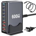 600W USB C Fast Charger Block, 8 Port USB Charging Station, GaN Ⅲ Pro Double 140W Port Charging Station for Multiple Devices,Laptop Wall Charger Compatible with DELL, MacBook,iPhone 17,Galaxy S24