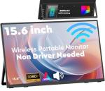 ZSCMALLS Battery Wireless Portable Monitor, 8000mAh 15.6" 1080P IPS USB-C/HDMI Second Screen, Built-in Speakers, Support AirPlay/Miracast for Laptop/Phone/Tablet/Switch/Xbox