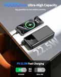 Portable Charger, 40000mAh Power Bank 22.5W Fast Charging, Built-in 2 Output Cable, Type-C Mobile Charger 5 Devices Simultaneously LCD Display for iPhone and Android Phones and Most Electronic Devices