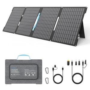 E-POWO 60W Portable Solar Panels Chargers with USB-C, USB-A and DC Outputs Foldable IP67 Waterproof Solar Panel for Camping,Power Emergency for Small Power Station,Phones, Power Banks