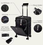 22-Inch Foldable Expandable Carry-On Spinner – Lightweight Airline-Approved Hardside Suitcase with USB Charging Port, TSA Lock, Laptop Sleeve, Bag Hook, Cup Holder, Phone Holder 22x14x9