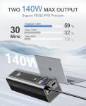 Powdeom 140W Power Bank, 27000mAh 3-Port Portable Laptop Charger, Smart Digital Display, 140W USB C Fast Recharge, PD3.1 Battery Pack for iPhone, MacBook, iPad, Samsung, Steam Deck etc