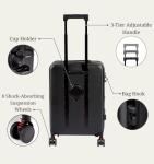22-Inch Foldable Expandable Carry-On Spinner – Lightweight Airline-Approved Hardside Suitcase with USB Charging Port, TSA Lock, Laptop Sleeve, Bag Hook, Cup Holder, Phone Holder 22x14x9