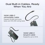 EF ECOFLOW Rapid Power Bank, 25,000mAh, 170W, 100W Built-in and Retractable Cables, Portable Charger with Triple 100W USB-C Port, Compatible with iPhone 17/16/15/14, Samsung, Laptop and More, Green