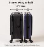 22-Inch Foldable Expandable Carry-On Spinner – Lightweight Airline-Approved Hardside Suitcase with USB Charging Port, TSA Lock, Laptop Sleeve, Bag Hook, Cup Holder, Phone Holder 22x14x9