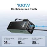 EF ECOFLOW Rapid Power Bank, 25,000mAh, 170W, 100W Built-in and Retractable Cables, Portable Charger with Triple 100W USB-C Port, Compatible with iPhone 17/16/15/14, Samsung, Laptop and More, Green