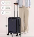 22-Inch Foldable Expandable Carry-On Spinner – Lightweight Airline-Approved Hardside Suitcase with USB Charging Port, TSA Lock, Laptop Sleeve, Bag Hook, Cup Holder, Phone Holder 22x14x9